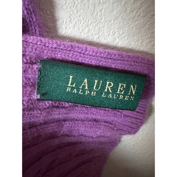 Vintage Lauren Ralph Lauren rabbit hair knitted scarf buttons purple one size - Picture 4 of 5